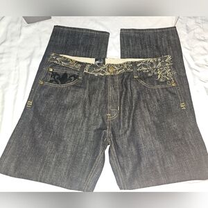 Vintage Y2k  Delf Embroidered Jeans Mens 38x32 Wide Leg Goth 90s skater